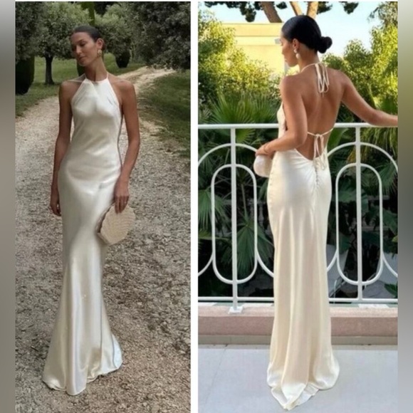 Reformation Jeany silk maxi dress gown Fior Di Latte - Picture 2 of 8